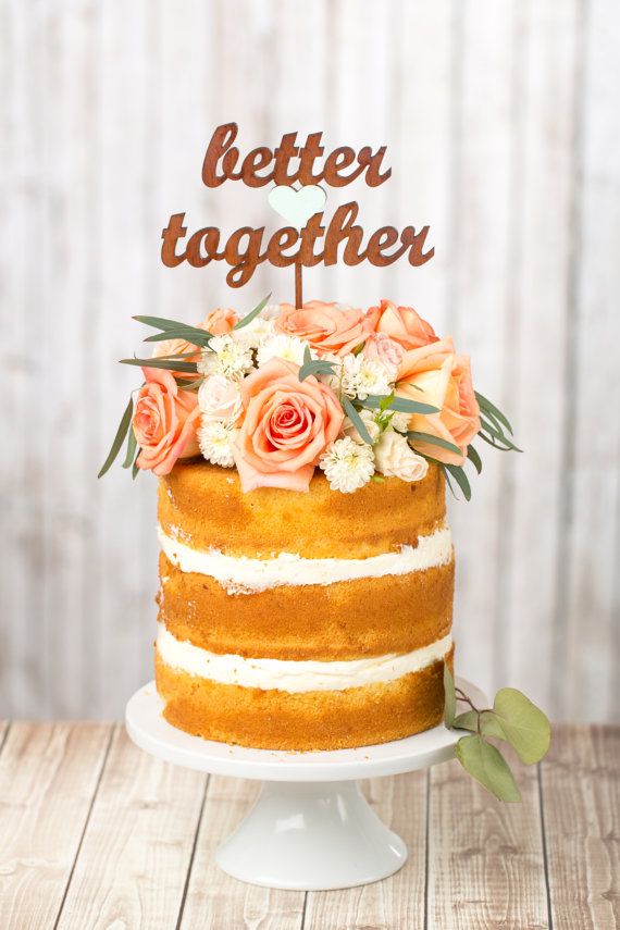 Hochzeit - Wedding Cake Topper - Better Together - Mahogany And Mint