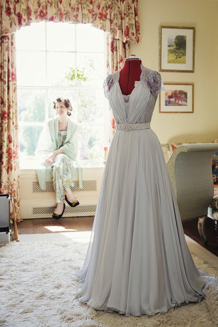 Свадьба - An Elegant Grey Chiffon Wedding Dress For A Spring Handfasting Ceremony
