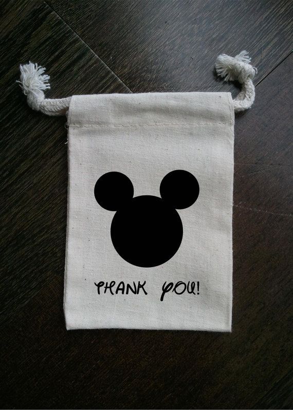 زفاف - Mickey Mouse Inspired Muslin Party Favor Bag