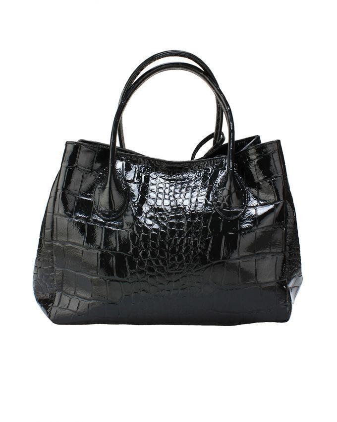 زفاف - Zapprix Marble Black Crocodile Printed Shoulder Bag with Soft Handles