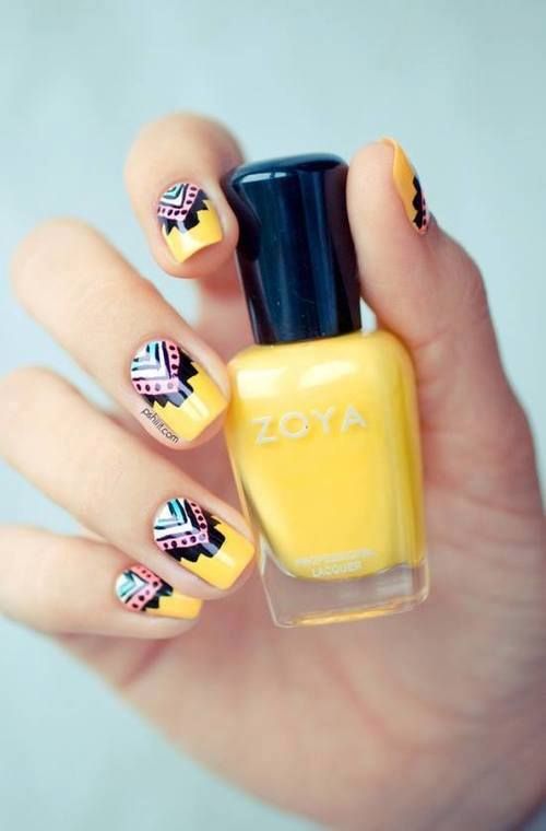 Свадьба - Girly Pink And Yellow Pastel Floral Nail Art Tutorial