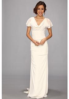 Hochzeit - Nicole Miller Silk Stretch Flutter Sleeve Bridal Gown