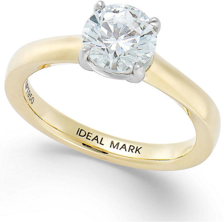 Hochzeit - Idealmark Certified Diamond Solitaire Engagement Ring in 18k Gold (1-1/2 ct. t.w.)
