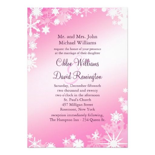 Wedding - Soft Pink Snowflakes Wedding Invitation 2