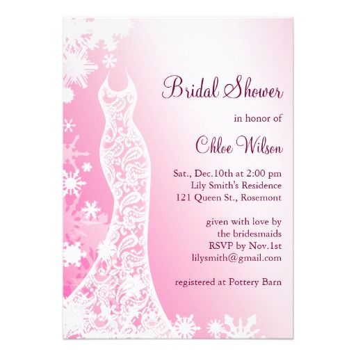 Wedding - Soft Pink Snowflakes Bridal Shower Invitation 2
