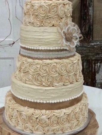 Wedding - Rustic Wedding Cake Topper Set Of 6 Burlap Flowers - Country Wedding, Southern Wedding, Outdoor Wedding, Farmhouse Wedding, Barn Wedding