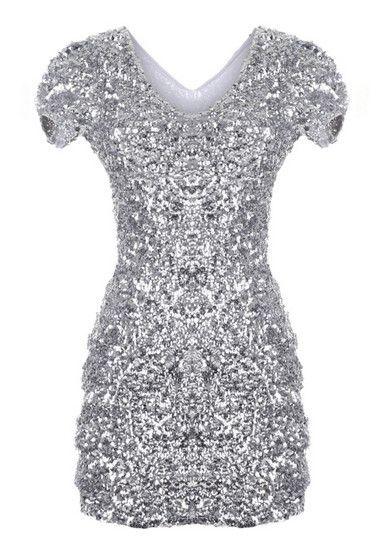 Hochzeit - Silver Sequined Dress