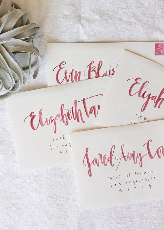 Wedding - Burgundy Watercolor Envelope Calligraphy