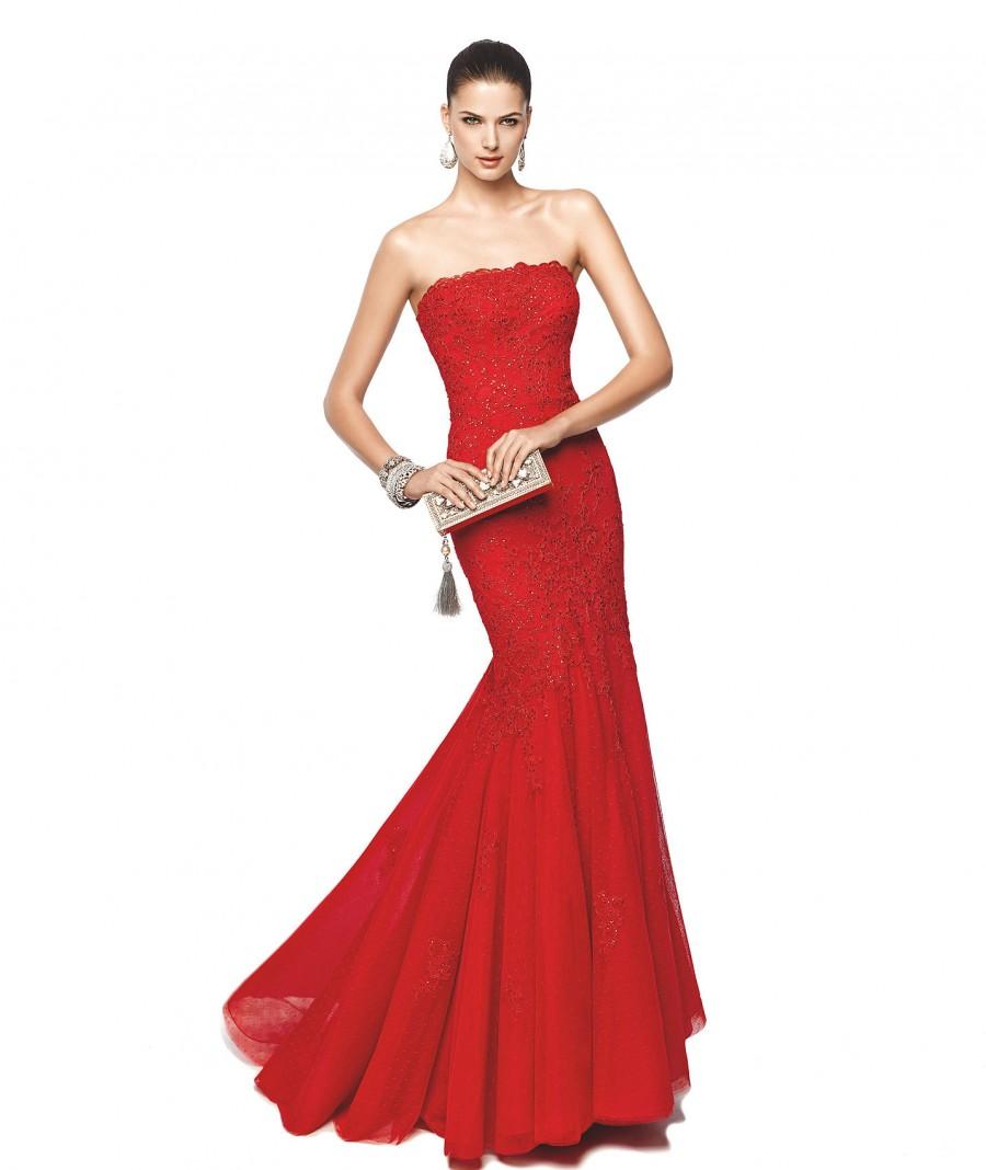 Hochzeit - Red Strapless Cocktail Dresses 2015 Pronovias Style NIOKO