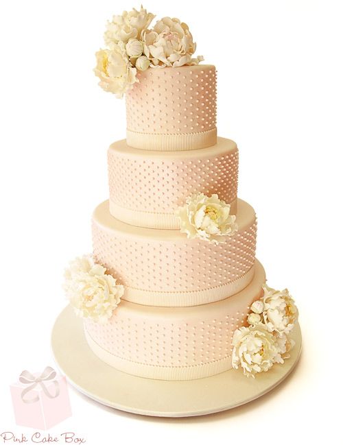 Mariage - Swiss Dot And Peony Wedding Cake » Spring Wedding Cakes