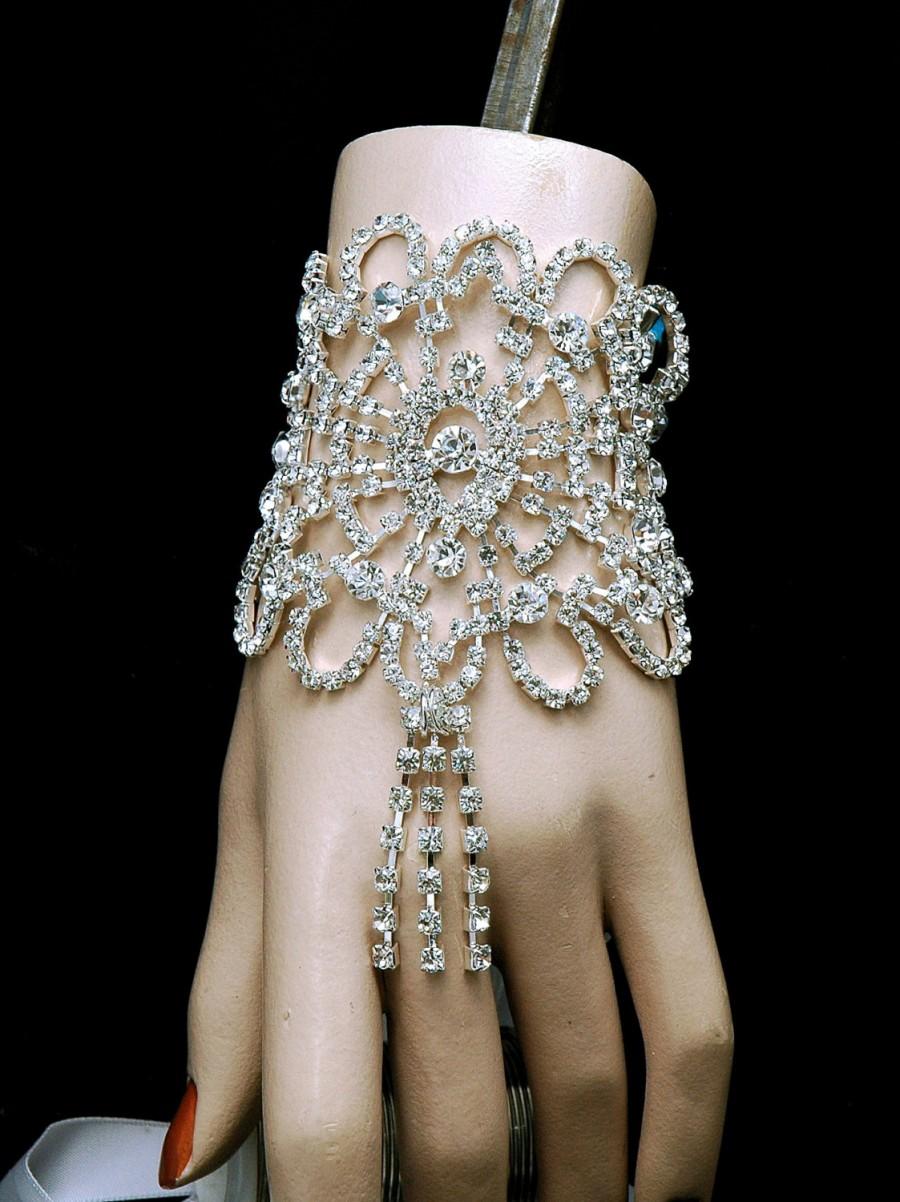 Mariage - Bridal Art Deco Bracelet - Free Shipping -The Great Gatsby Crystal Cuff Bridal Bracelet- Wedding Jewelry-Vintage Style Rhinestone Bracelet