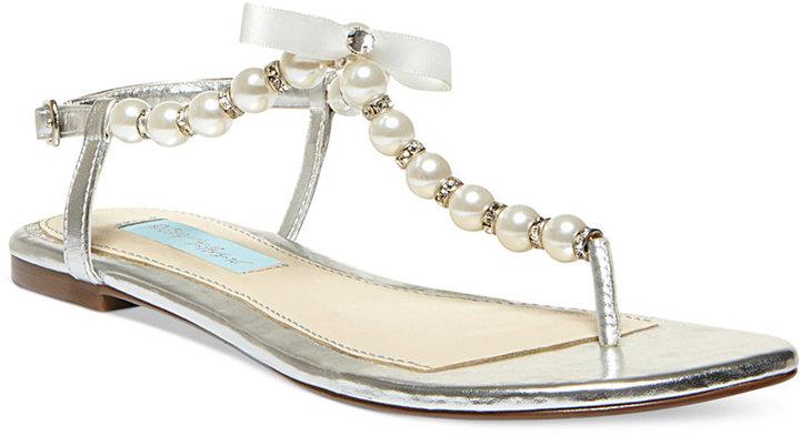 Wedding - Blue by Betsey Johnson Pearl Flat Thong Sandals