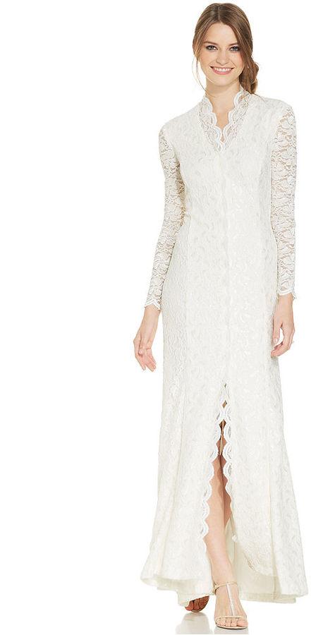 Mariage - Alex Evenings Long-Sleeve Scalloped Lace Gown