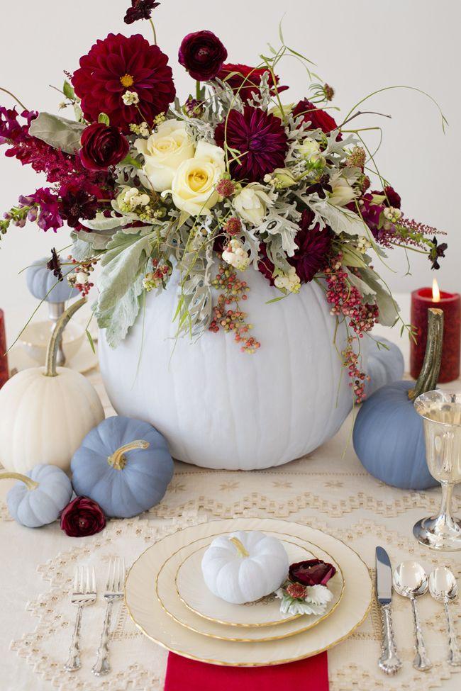 Wedding - Dusty Blue And Cranberry Fall Decor