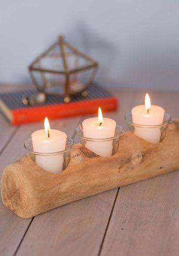 Hochzeit - Driftwood You Join Me Votive Candle Holder