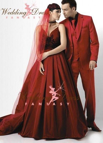 Hochzeit - Vampire Red Wedding Dress Available In Every Color