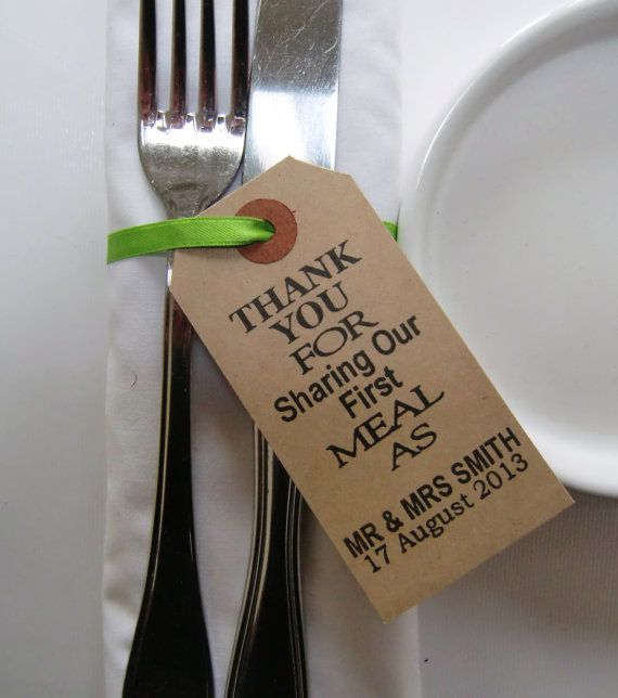 Wedding - Wedding Napkin Holders-Rustic Wedding Table Decor-Vintage Type Luggage Tags-Thank You For Sharing-Set Of 60-Wedding Table Decorations