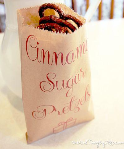 زفاف - Cinnamon-Sugar Pretzels {Gluten-Free} & A Cute, Printed Bag To Put Them In!