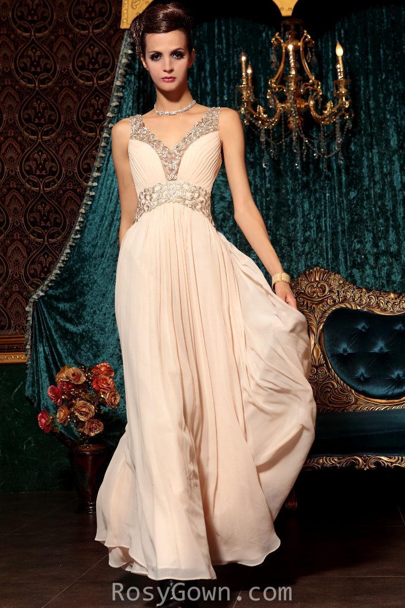 Wedding - Sleeveless Pleated Shimmering Silver Appliques Long Formal Dress