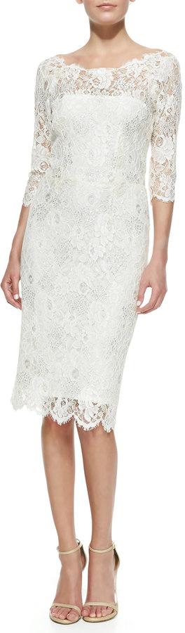 زفاف - Kalinka 3/4-Sleeve Glittering Lace Cocktail Dress