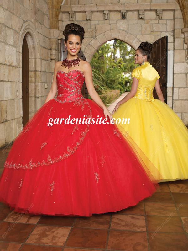 Mariage - Ball Gown Sweetheart Tulle Floor-length Sleeveless Crystal Detailing Quinceanera Dresses