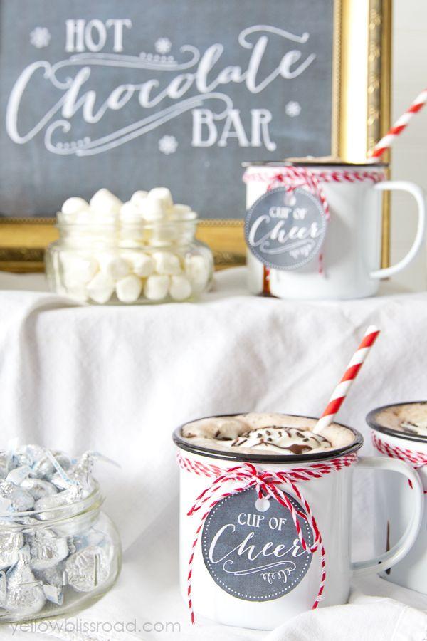 Hochzeit - Hot Chocolate Bar With Free Chalkboard Printables