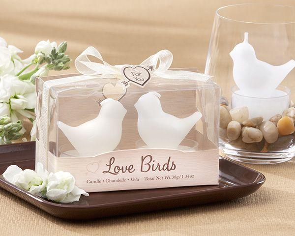 Wedding - White Love Bird Tea Light Candle Favor
