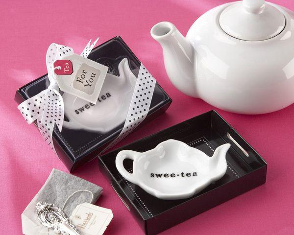 Wedding - Ceramic Tea-Bag Caddy In Black & White Serving-Tray