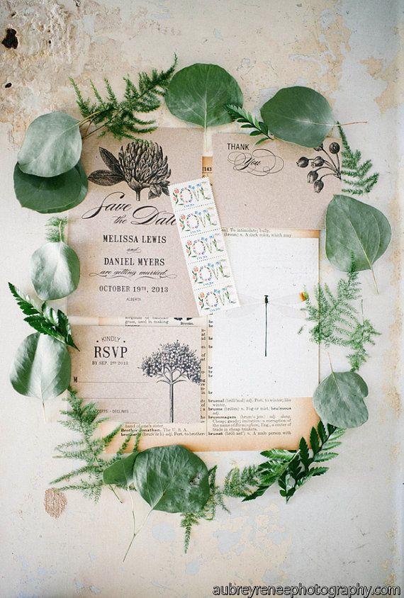 Свадьба - Botanic Garden Wedding Invitations Printable Template Set Of 4