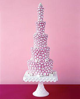 Wedding - Pink Wedding Cake With Silver Dots