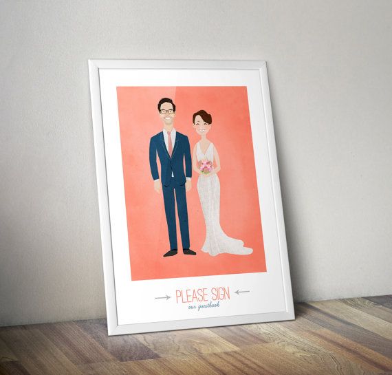 Свадьба - Custom Guestbook Poster / Wedding Portrait / Print It Yourself Digital File