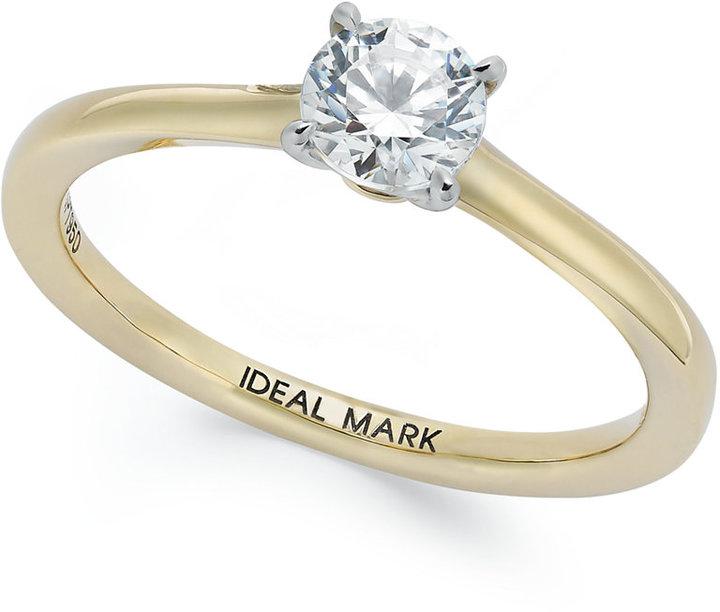 Hochzeit - Idealmark Certified Diamond Solitaire Engagement Ring in 18k Gold (1/2 ct. t.w.)