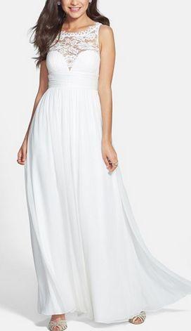 Hochzeit - Aidan Mattox Embellished Lace & Silk Chiffon Gown (Online Only)