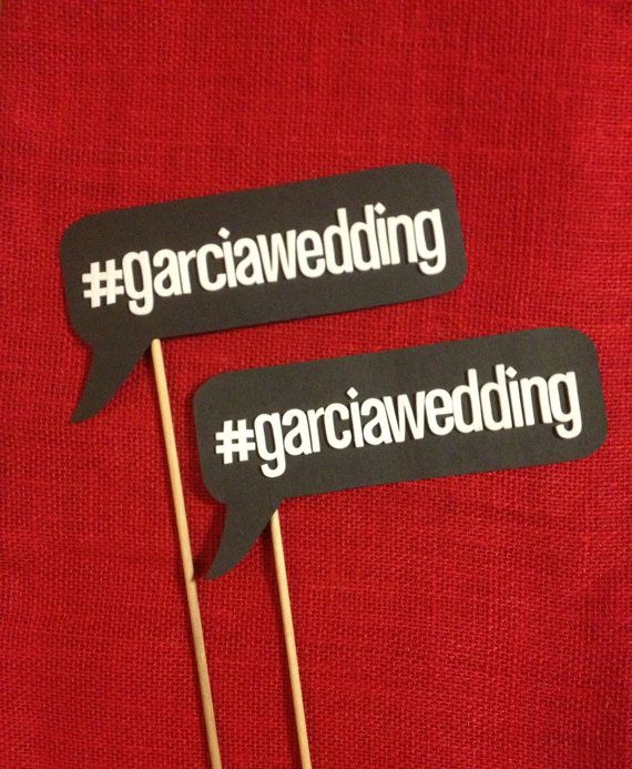 Wedding - Hashtag Photo Booth Prop Word Bubbles (set Of 2)