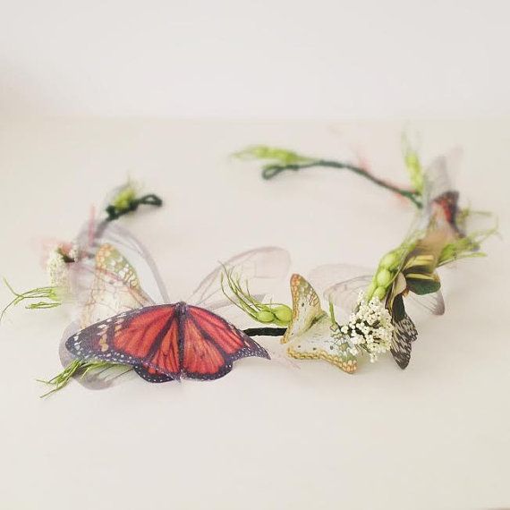 زفاف - Butterfly Tiara, Fairy Hair Wreath