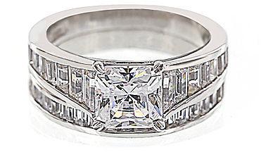 زفاف - FINE JEWELRY DiamonArt Cubic Zirconia Sterling Silver Princess Bridal Ring Set