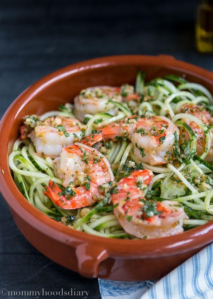 Mariage - Cucumber Noodles With Garlic Shrimps