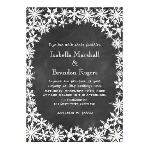 Wedding - Chalkboard Winter Lace Wedding Invitation
