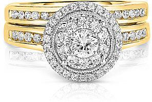 Свадьба - FINE JEWELRY True Love, Celebrate Romance 1 CT. T.W. Diamond 14K Yellow Gold Bridal Ring Set