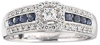 زفاف - FINE JEWELRY I Said Yes 1/4 CT. T.W. Diamond & Sapphire Engagement Ring