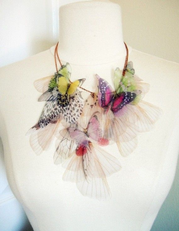 Свадьба - Fluttery Breath Of Life Necklace- 2 Transfer On Organza MADE TO ORDER