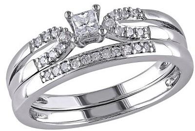 زفاف - 1/5 CT. T.W. Princess and Round Diamond Bridal Ring Set in Sterling Silver (GH I2-I3)