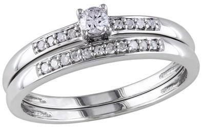 Hochzeit - 1/5 CT. T.W. Round Diamond Bridal Ring Set in Sterling Silver (GH I2-I3)
