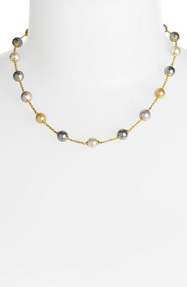Wedding - Majorica 8mm Pearl Station Necklace