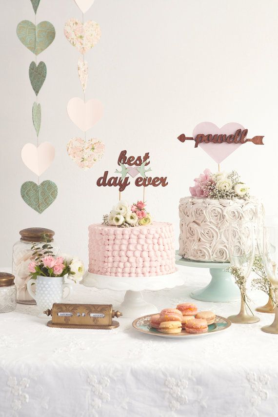 Wedding - Custom Heart Wedding Cake Topper In Gold