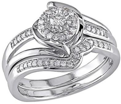 Hochzeit - 1/4 CT. T.W.  Diamond Bridal Ring Set in Sterling Silver (GH I2-I3)