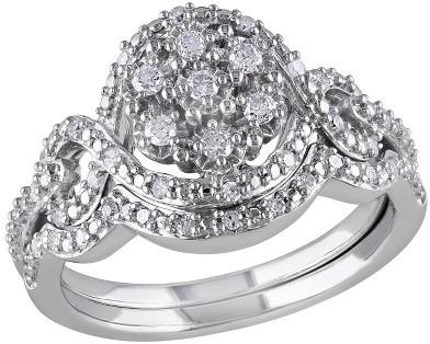 Hochzeit - 1/3 CT. T.W. Diamond Bridal Ring Set in Sterling Silver (GH I2-I3)
