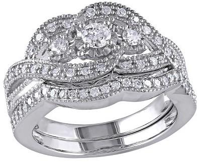Hochzeit - 1/2 CT. T.W. Diamond Bridal Ring Set in Sterling Silver (GH I2-I3)