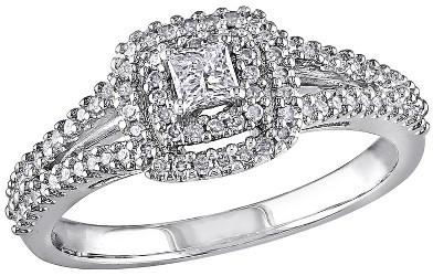 زفاف - 3/8 CT. T.W. Princess and Round Diamond Bridal Ring Set in Sterling Silver (GH I2-I3)