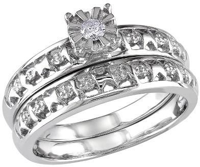 Wedding - .07 CT. T.W. Diamond Bridal Ring Set in Sterling Silver (GH I2-I3)